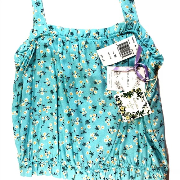 Chelsea & Violet Crop Tank Blouse Girls XL Lt Blue Ruffle around top NWT. $34 - Picture 1 of 5